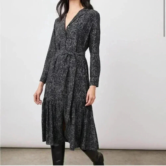 NWT Rails Beatrice Midi Dress Charcoal Abstract Animal Print size XS - Picture 2 of 16